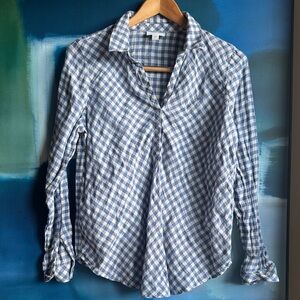 J. Jill Linen Blue and White Shirt